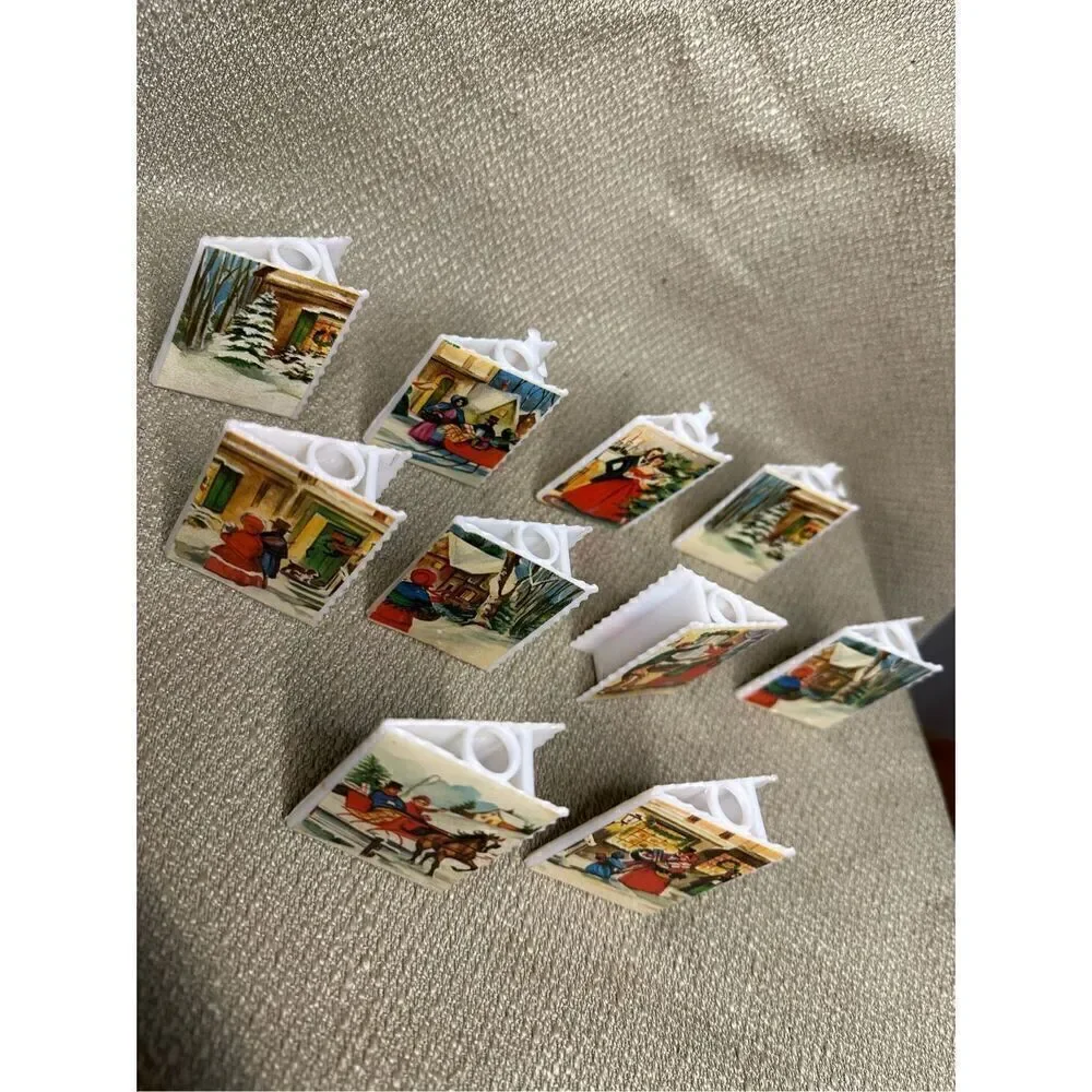 Vintage Christmas String Lights Postcard Winter Scenery Light Covers Lot of 10